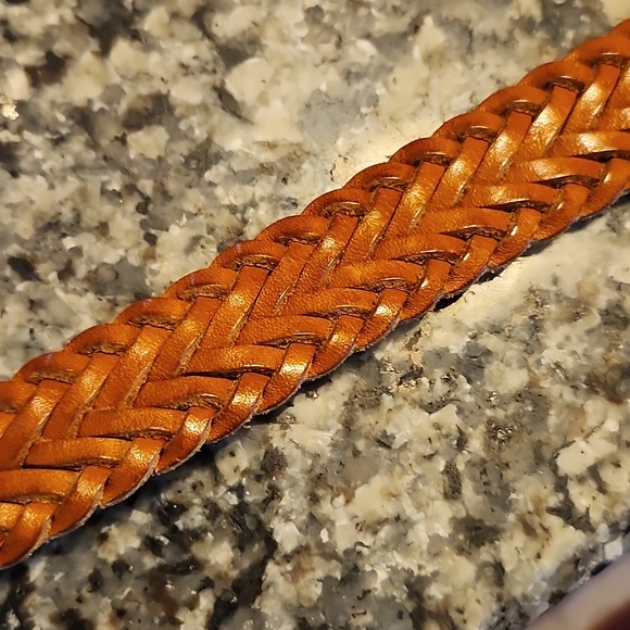 ECHO Made In Turkey Brown Leather Braided Belt - Picture 15 of 16
